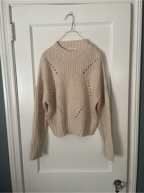 moon & madison Cream Open-Knit Crewneck Sweater Sz XS